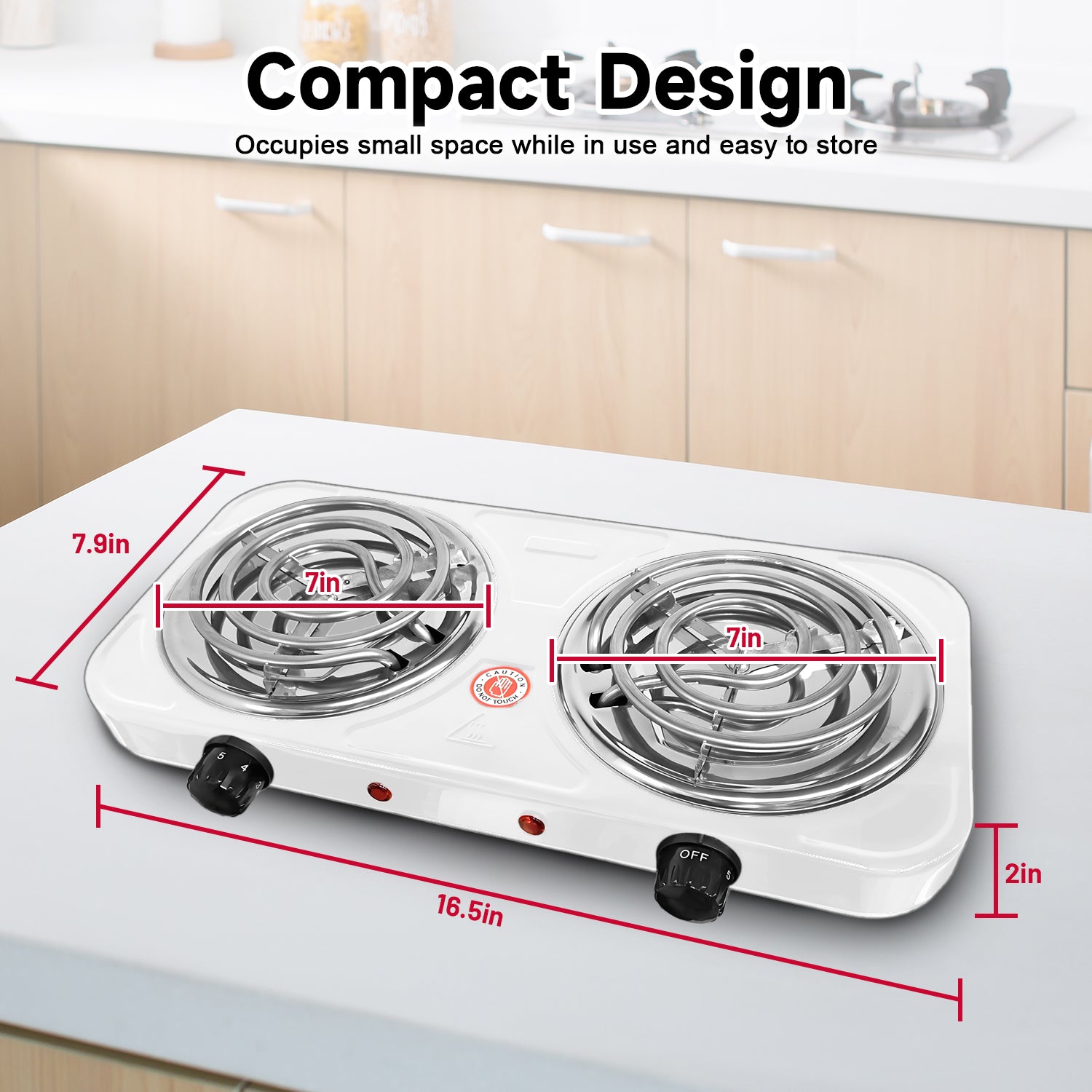 Hot Plate,Double Burner, 2000W Electric Stove Burner with 5 Levels Temperature Control,White